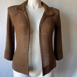 BCBG Maxazria, Golden Brown Woven Cardigan, L
